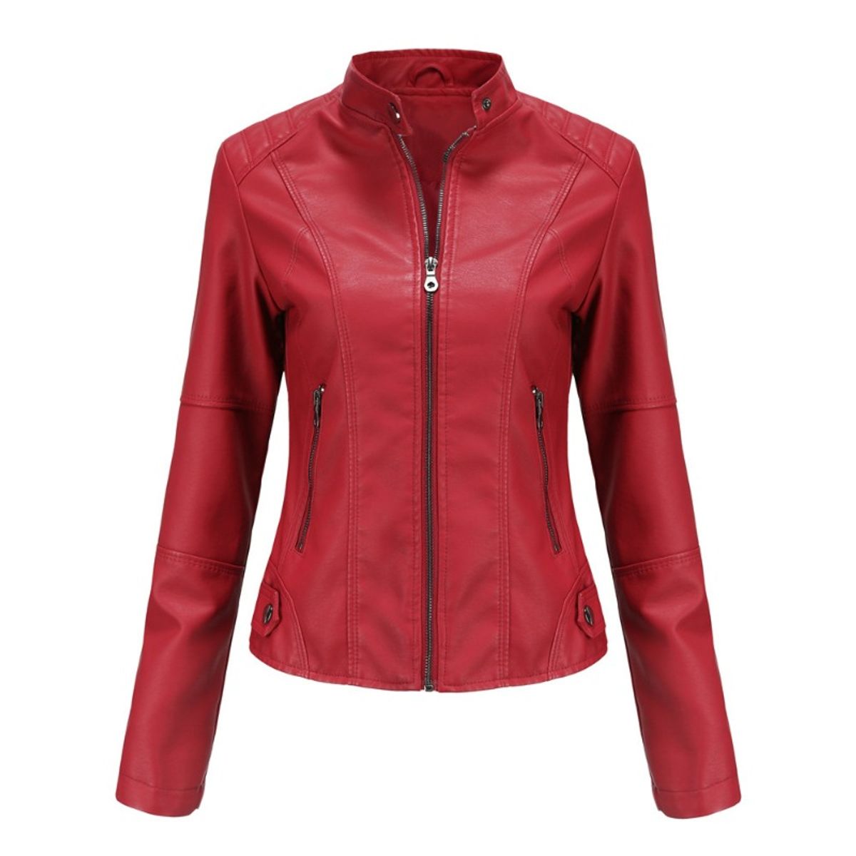 GIOIO - Chaqueta De Cuero Biker Slim Mujer