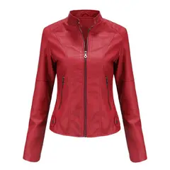 GIOIO - Chaqueta De Cuero Biker Slim Mujer
