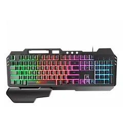 IMICE - Teclado Gamer Gk-700 Qwerty Rgb Ingles Con Reposa Mano