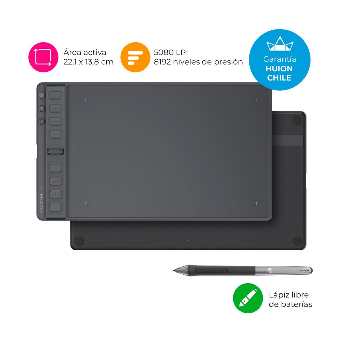 HUION - Tableta Gráfica Digitalizadora Huion Inspiroy 2 M con Scroller - TG