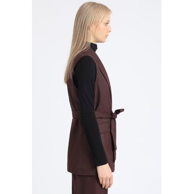 Imagen 2 del producto Chaqueta Larga Sin Mangas, Principe De Gales, Burdeo,