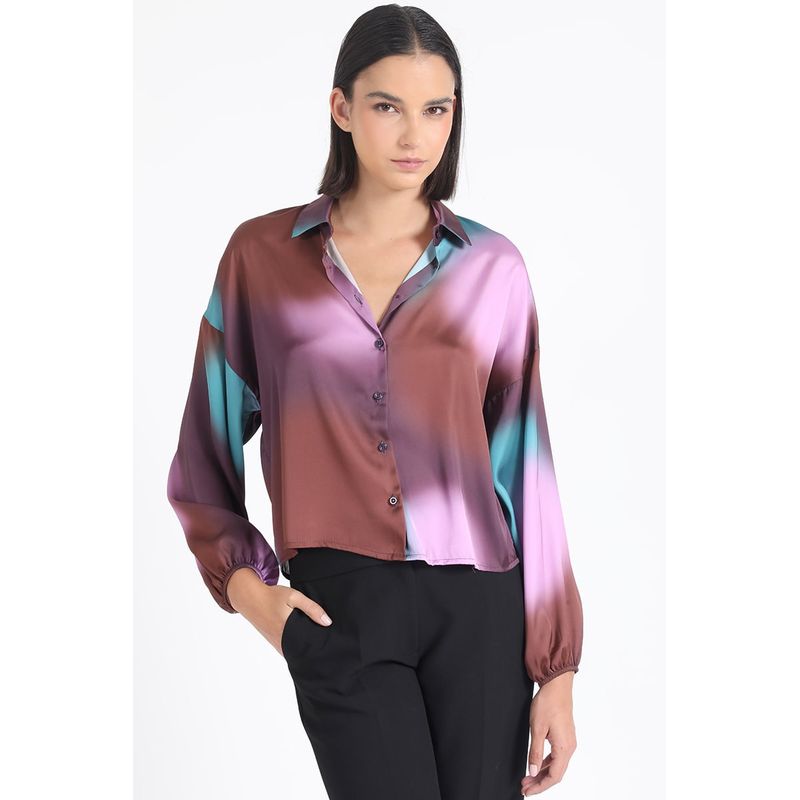 LIOLA - Blusa Satin Estampado Manchas, Rosa Liola