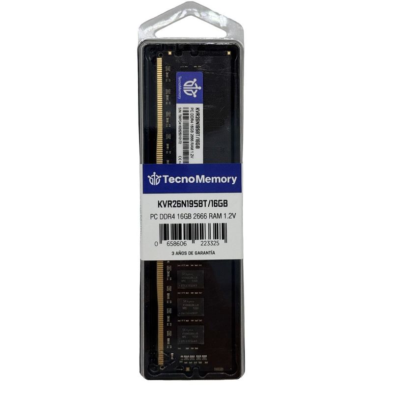 GENERICO - Memoria ram TecnoMemory PC DDR4 16GB 2666Mhz KVR26N19S8T16GB
