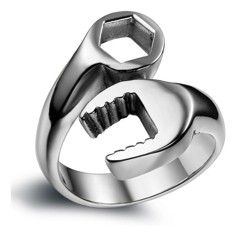 GENERICO - Anillo Con Forma De Llave Tuerca - Plateado