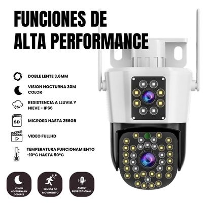 Imagen 2 del producto Camara Seguridad Exterior Wifi Doble Lente Fijo + Giratorio PTZ FullHD 1080p