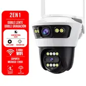 BAZUCA - Camara Seguridad Exterior Wifi Doble Lente Fijo + Giratorio PTZ FullHD 1080p