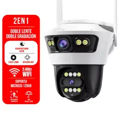 BAZUCA - Camara Seguridad Exterior FullHD Wifi Doble Lente Fijo + Giratorio PTZ