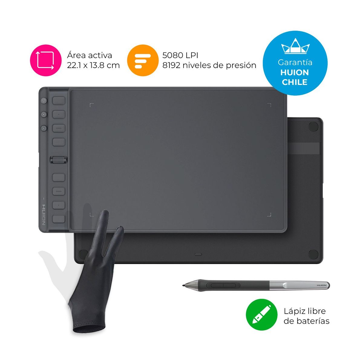 HUION - Tableta Gráfica Huion Inspiroy 2 M con Scroller y Guante - TG