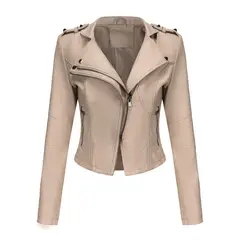 GIOIO - Chaqueta De Cuero Para Mujer Cazadora Cortavientos Para Moto