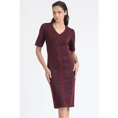 LIOLA - Vestido Midi Estampado Piton Burdeo