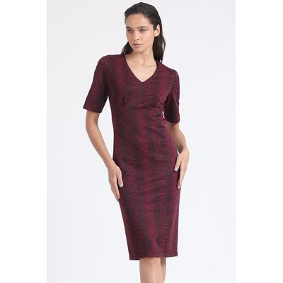 Imagen 1 del producto Vestido Midi Estampado Piton Burdeo