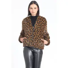 LIOLA - Chaqueta Bomber Efecto Piel Leopardo, Café