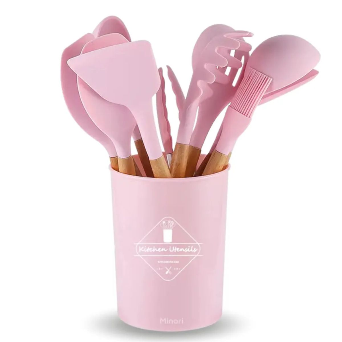 GENERICO - SET UTENSILIOS DE COCINA 13 PZAS ROSADO