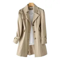 GIOIO - Gabardina De Medio Largo Con Un Solo Pecho Estilo Coreano
