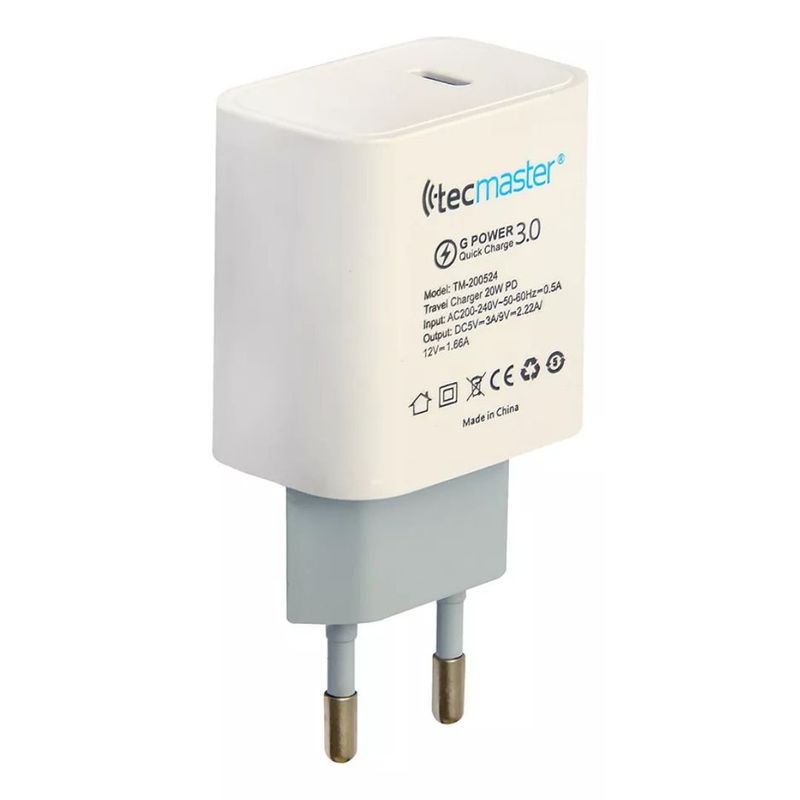 TECMASTER - Adaptador Cargador Para iPhone 20w Usb-c Carga Rapida