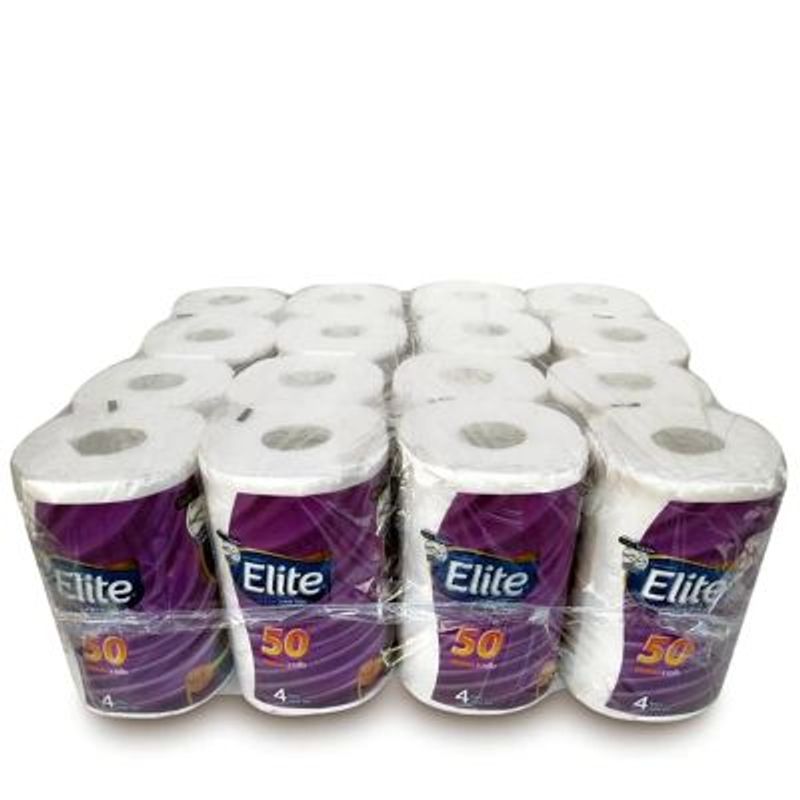 ELITE - MANGA DE PAPEL HIGENICO DOBLE HOJA 50 MT X 4