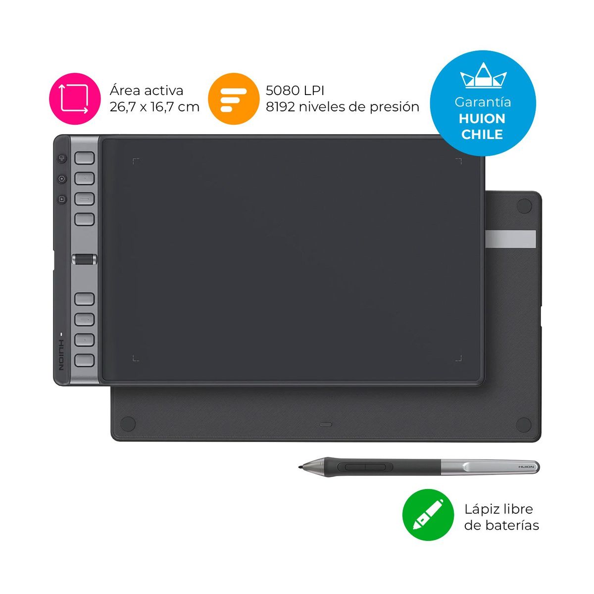 HUION - Tableta Gráfica Digitalizadora Huion Inspiroy 2 L con Scroller - TG