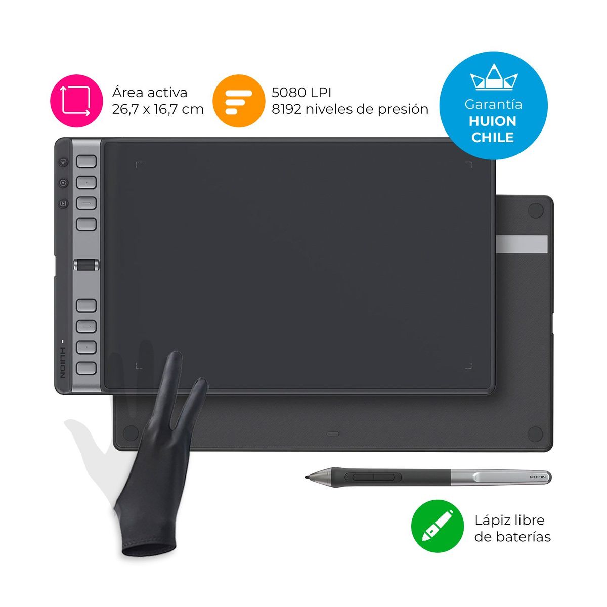 HUION - Tableta Gráfica Huion Inspiroy 2 L con Scroller y Guante - TG