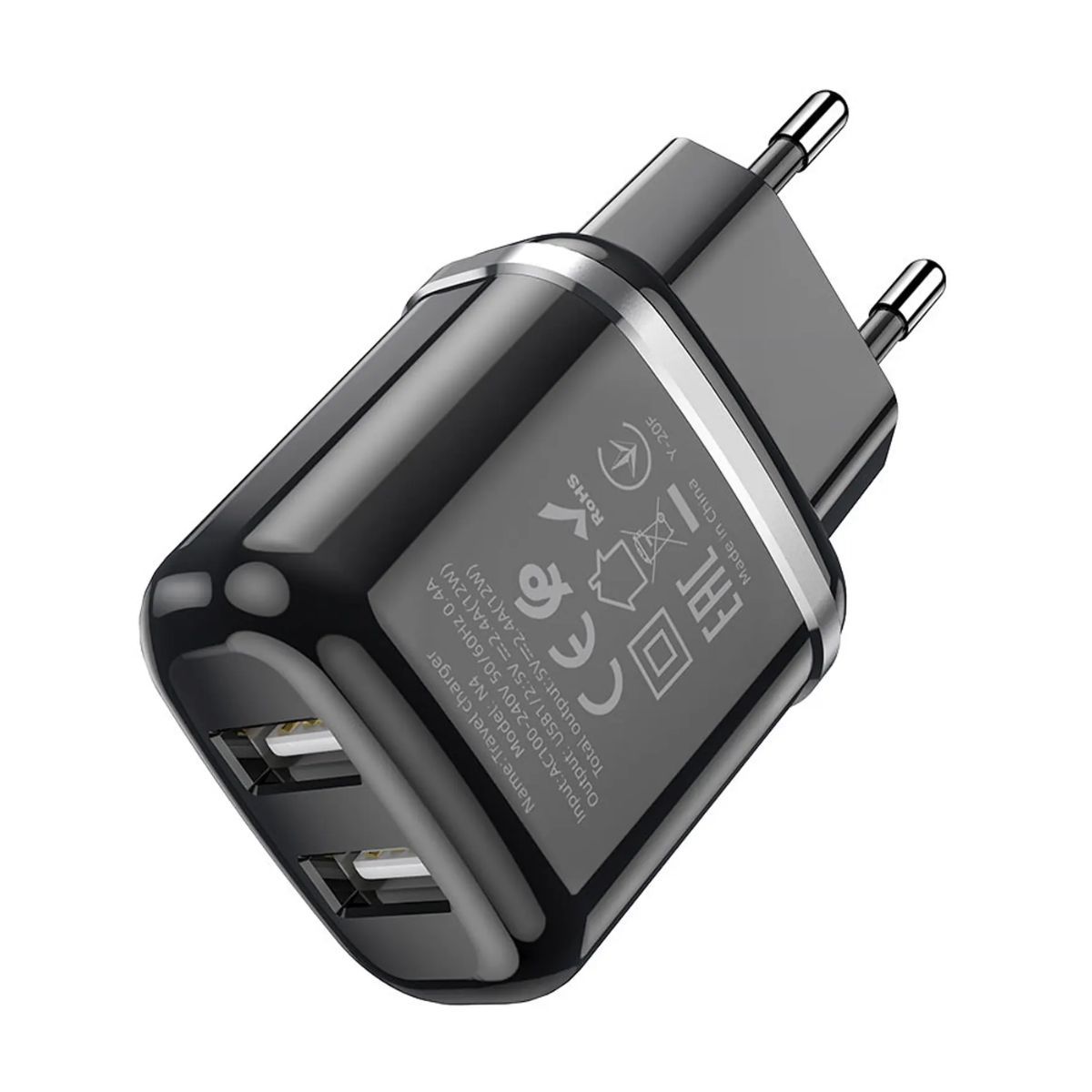 HOCO - Cargador De Pared 2 Puertos Usb Carga Rapida 2.4a Smart