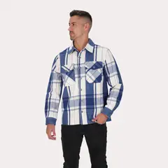 GANGSTER - Chaqueta Overshirt Franela Timberford Azul Gangster.