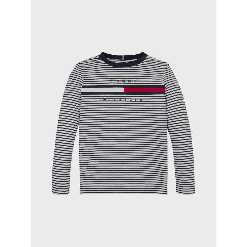 TOMMY HILFIGER - Polera De Niño Flag Rib Insert Azul Tommy Hilfiger