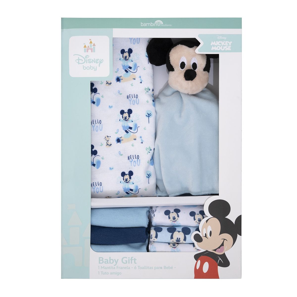 BAMBINO - Set 8 Piezas Baby Gift Celeste Mickey Arboles Niño