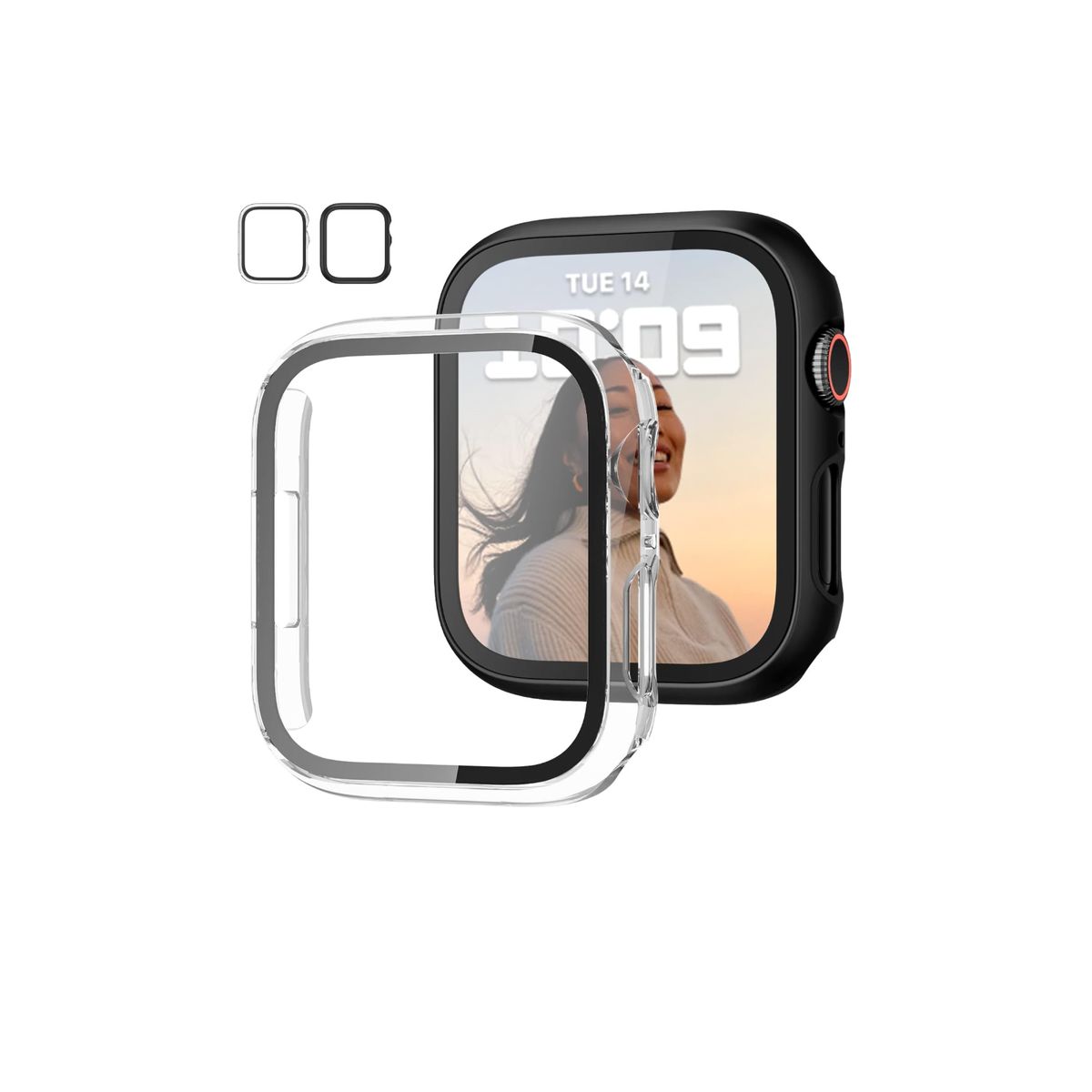 JOIGO - Carcasa Protector Con Lamina Para Apple Watch 45mm Transaparente