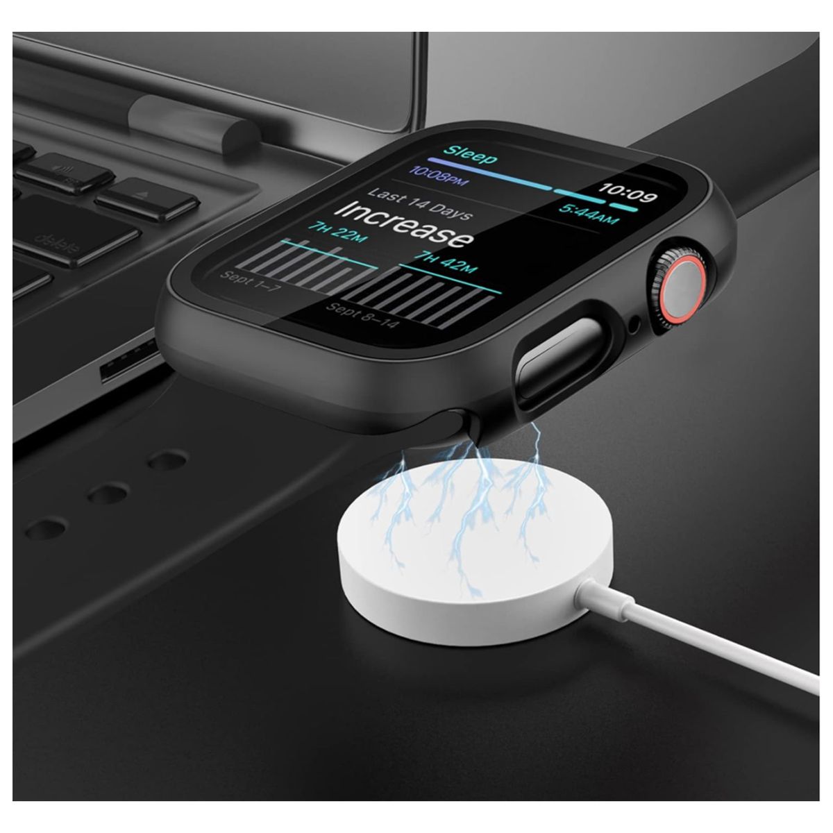 JOIGO - Carcasa Protector Con Lamina Para Apple Watch 45mm Transaparente