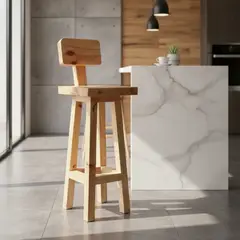 GENERICO - Pack 4 Unidades Taburetes Mapu De Madera Bar Cocina Vitrificado Vitrificado Natural