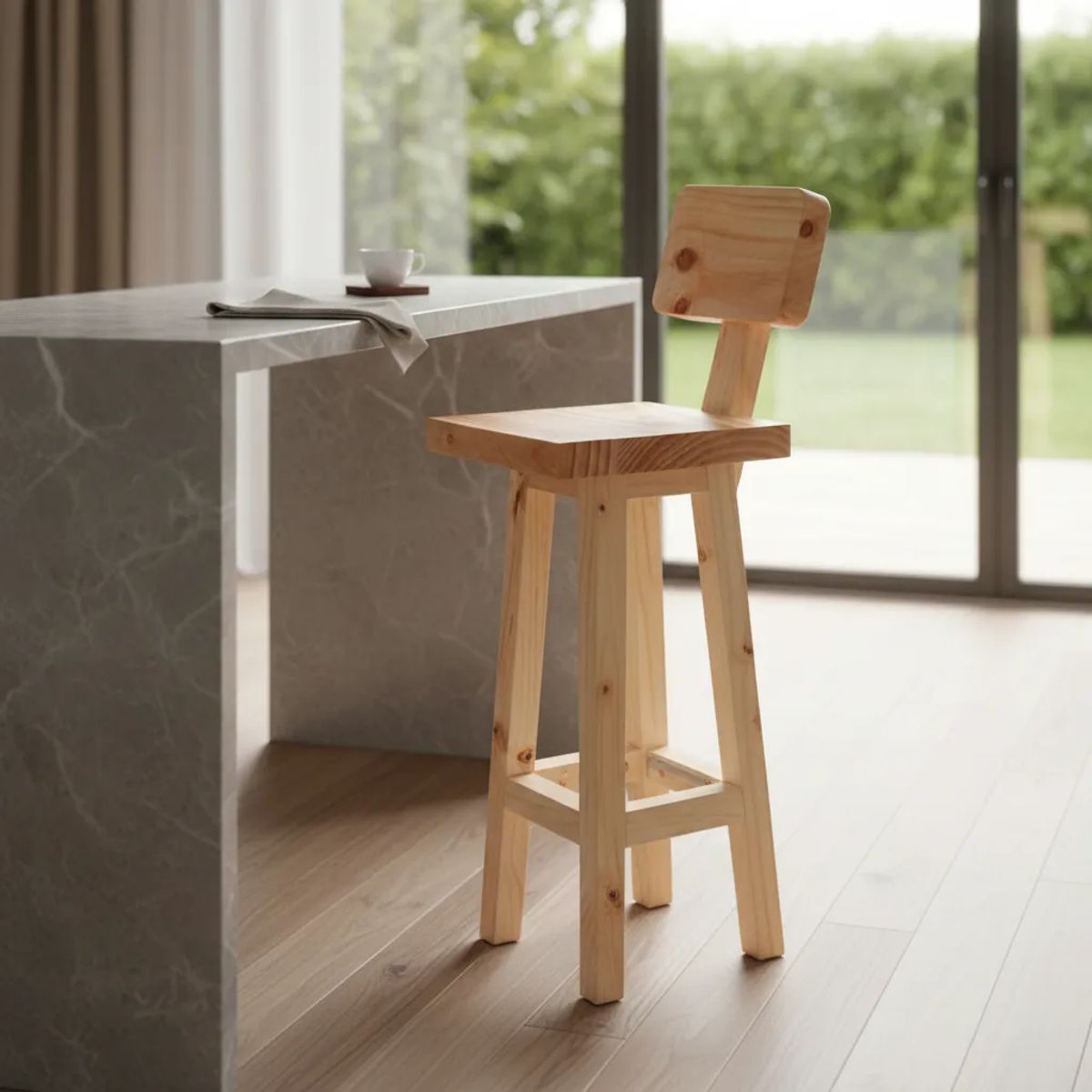 GENERICO - Pack 4 Unidades Taburetes Mapu De Madera Bar Cocina Vitrificado Vitrificado Natural