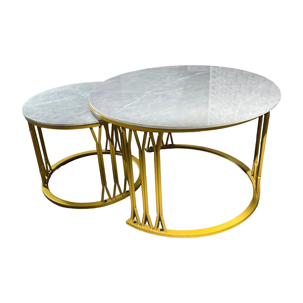 GENERICO - Mesa Tipo Nido Estilo Mármol en Losa de Roca 12mm 70x40 y 50x38