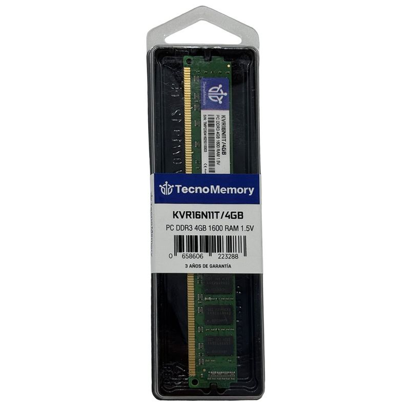 GENERICO - Memoria ram TecnoMemory PC DDR3 4GB 1600Mhz KVR16N11T4GB