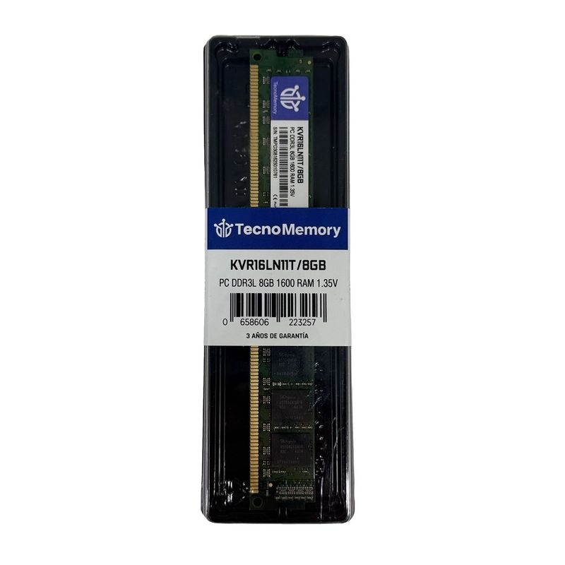 GENERICO - Memoria ram TecnoMemory PC DDR3L 8GB 1600Mhz 135v KVR16LN11T8GB