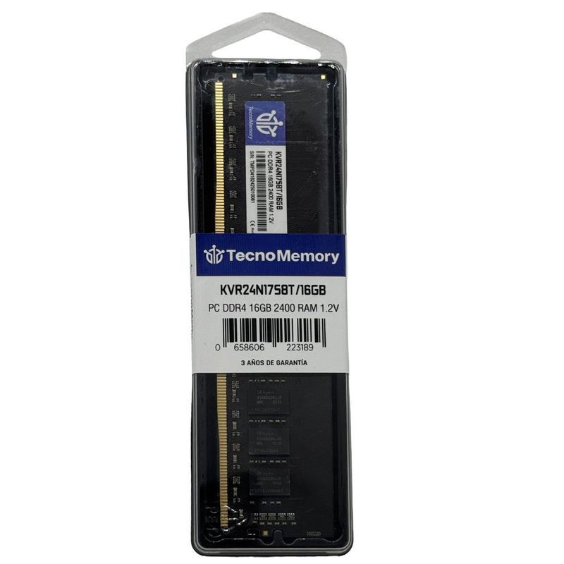 GENERICO - Memoria ram TecnoMemory PC DDR4 16GB 2400Mhz KVR24N17S8T16GB