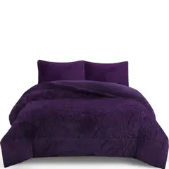 GENERICO - Cobertor Peludo Con Chiporro 2 Plaza + 2 Fundas Almohada Morado
