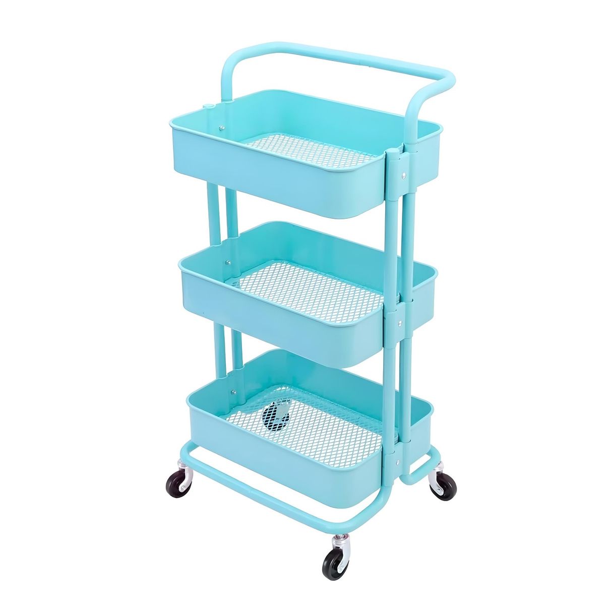 PROCHEF - Carro Organizador Multiuso 3 Niveles 100% Acero Turquesa