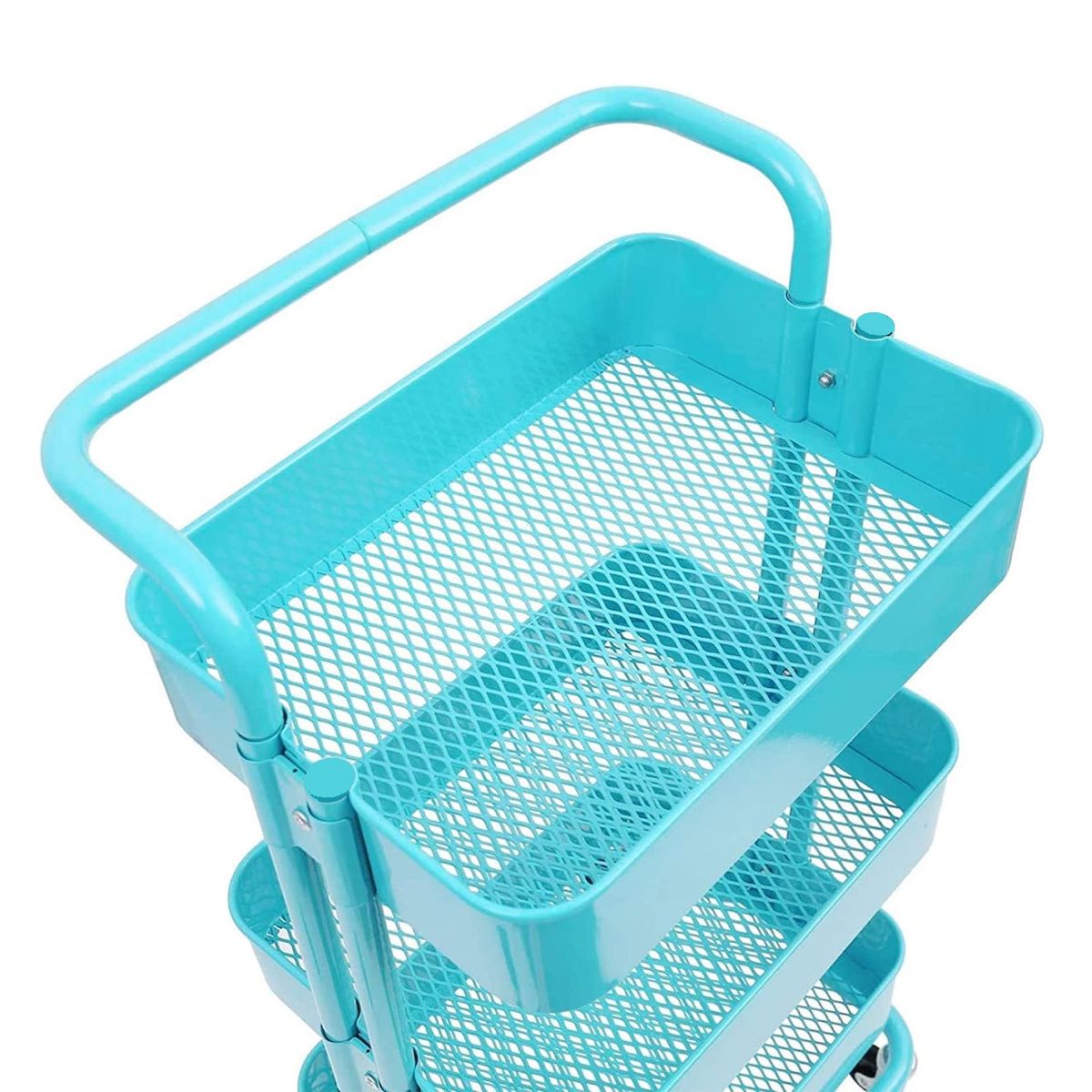 PROCHEF - Carro Organizador Multiuso 3 Niveles 100% Acero Turquesa