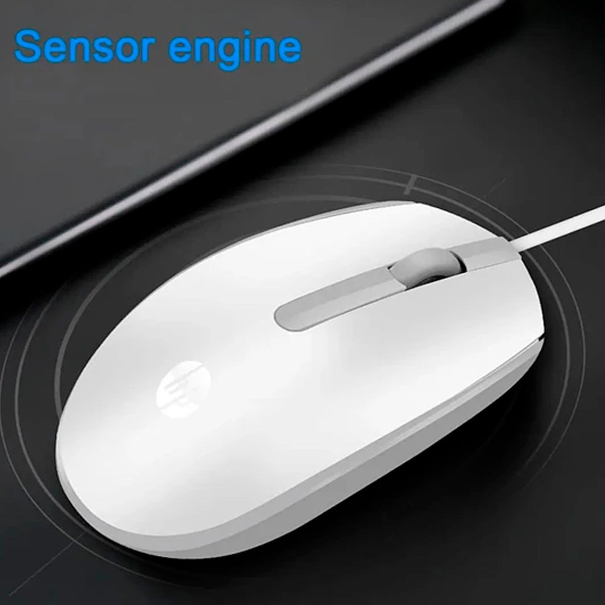 HP - Mouse Optico Ergonómico Con Cable USB De 1.200dpi HP M10 Blanco