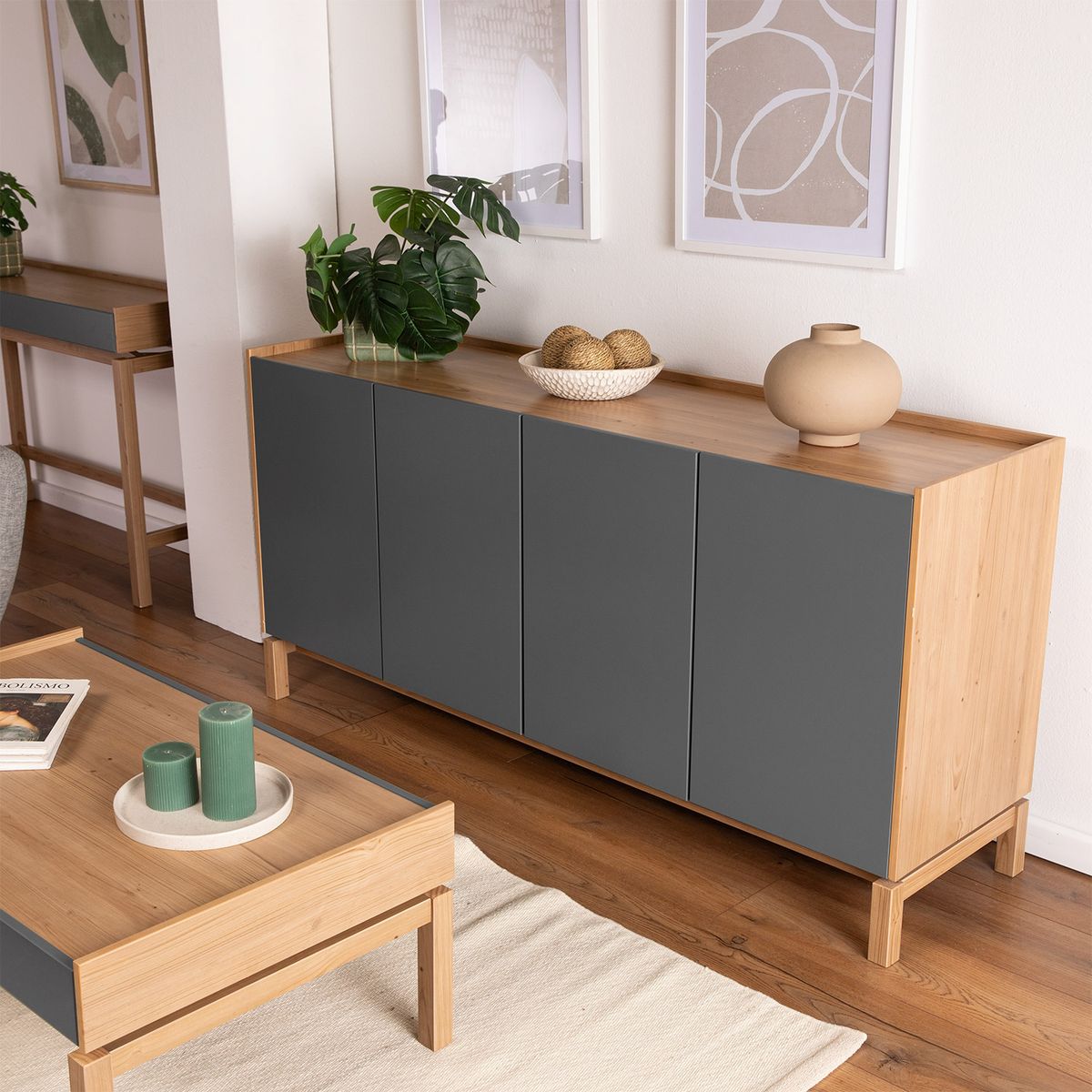 ROCA - Buffet Barcelona 4p + 1c grafito-roble