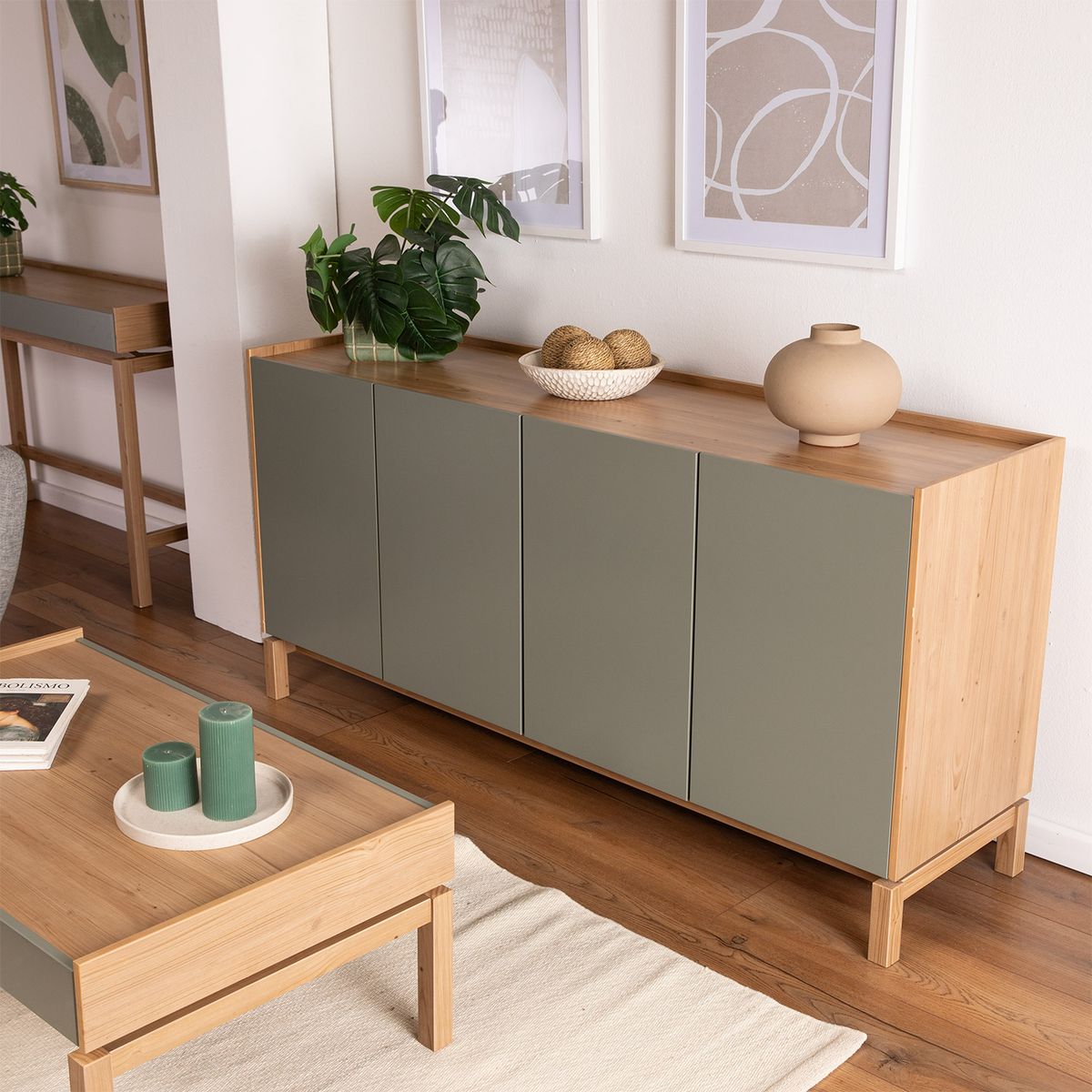 ROCA - Buffet Barcelona 4p + 1c verde-roble