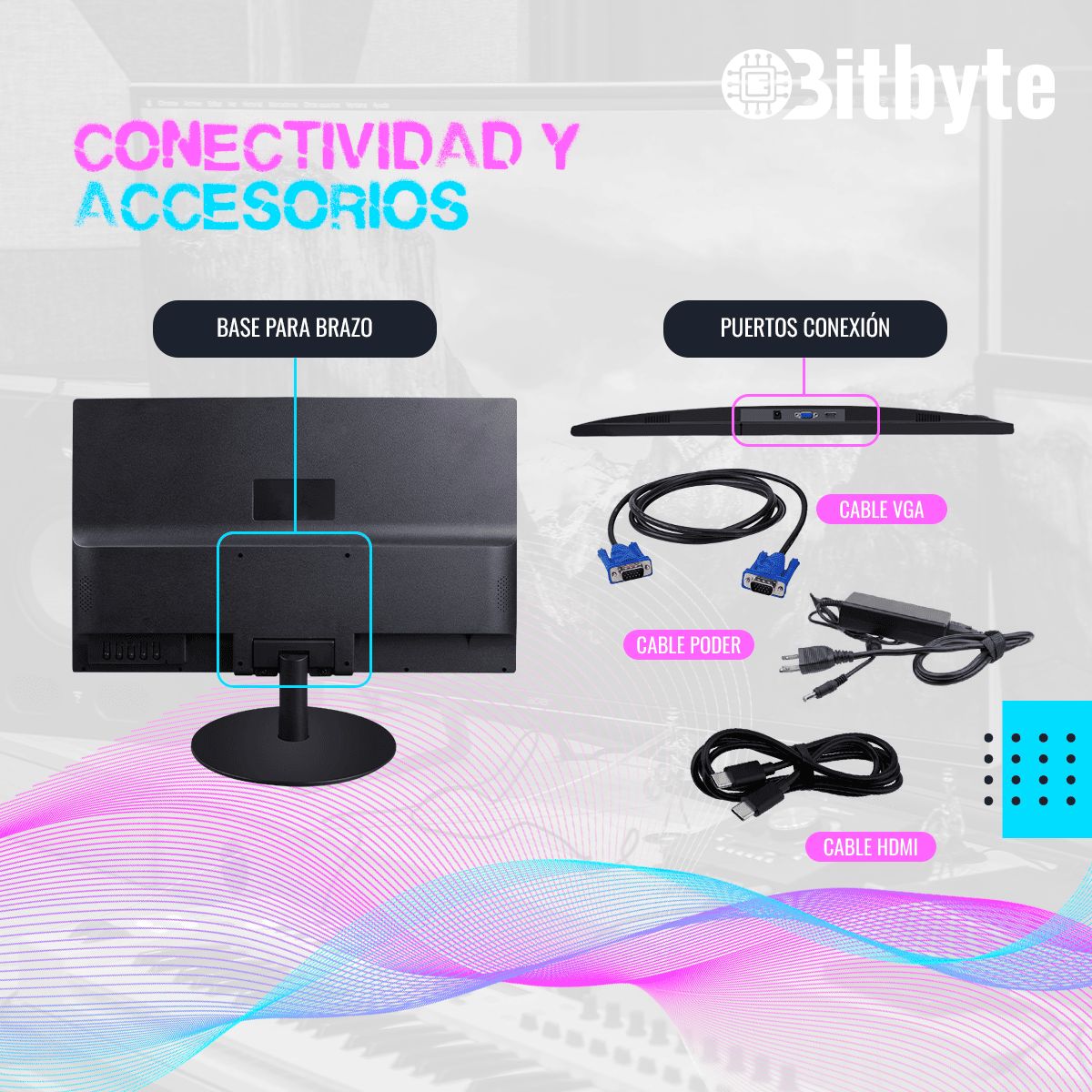 LERNEN - Monitor Bitbyte 24″ Full HD 1920×1080  75Hz 2ms 10001  HDMI VGA