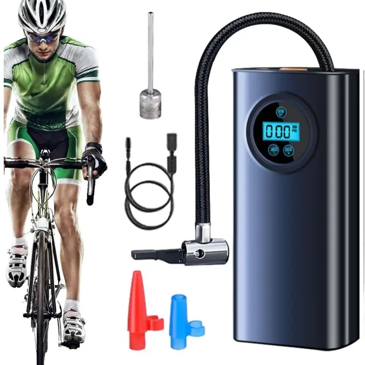 STARTECHOFFICE - Compresor de Aire Portátil 12V Digital Inflador Multiuso 4000mAh 150 PSI 120W Autos Motos Bicicletas