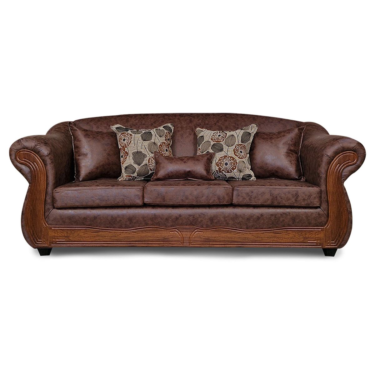 ADONIS LEUDH - Sofá 3 Cuerpos Estambul Envejecido Extra Grande Café Oscuro X