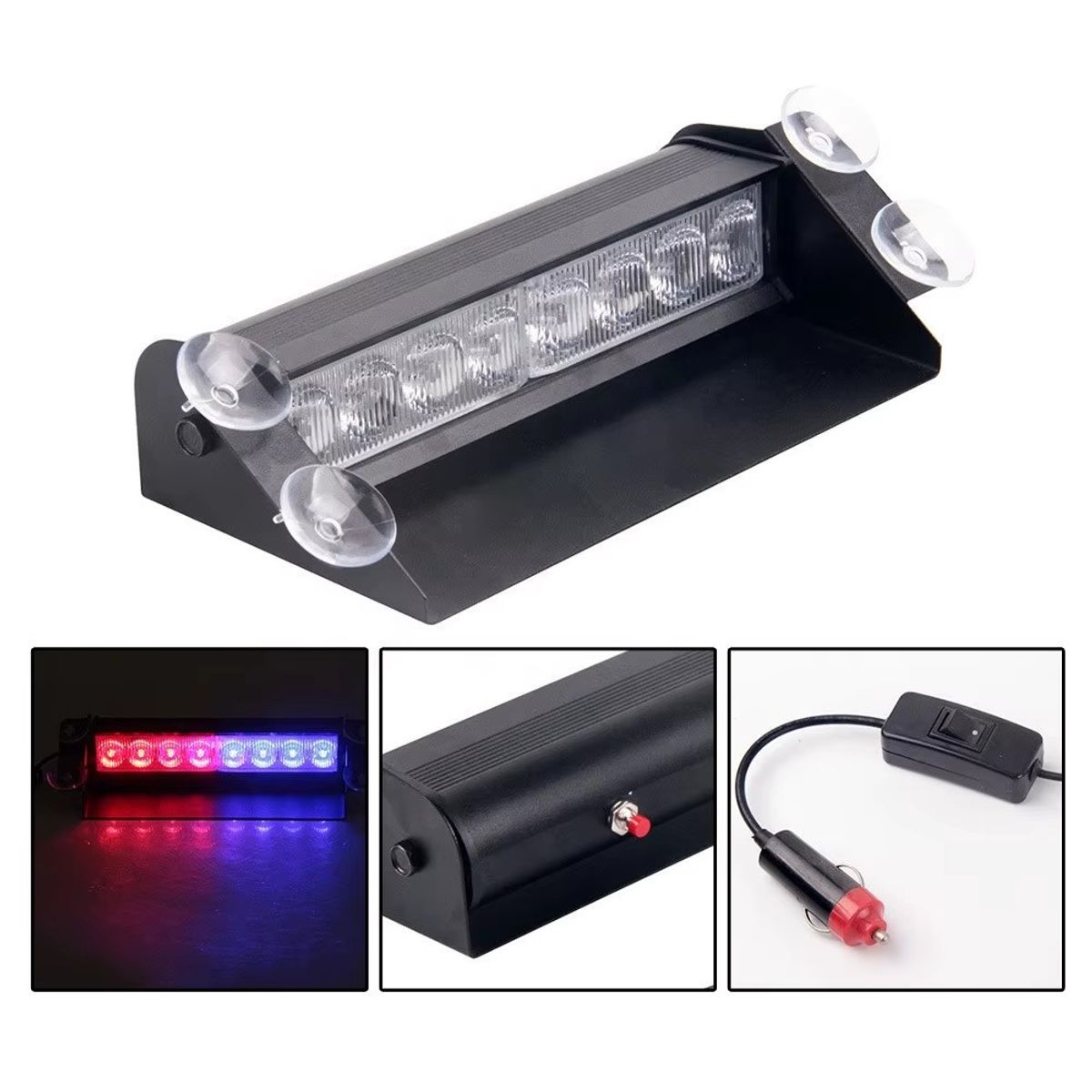 OEM - Baliza Led Estroboscópica Parabrisas Azul y Rojo