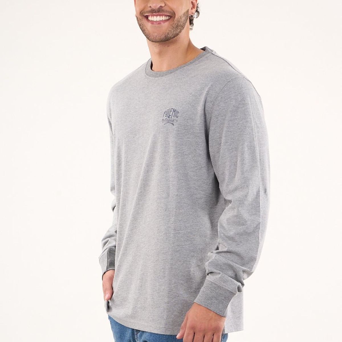 POLEMIC - Polera manga larga Melange 6701 Polemic