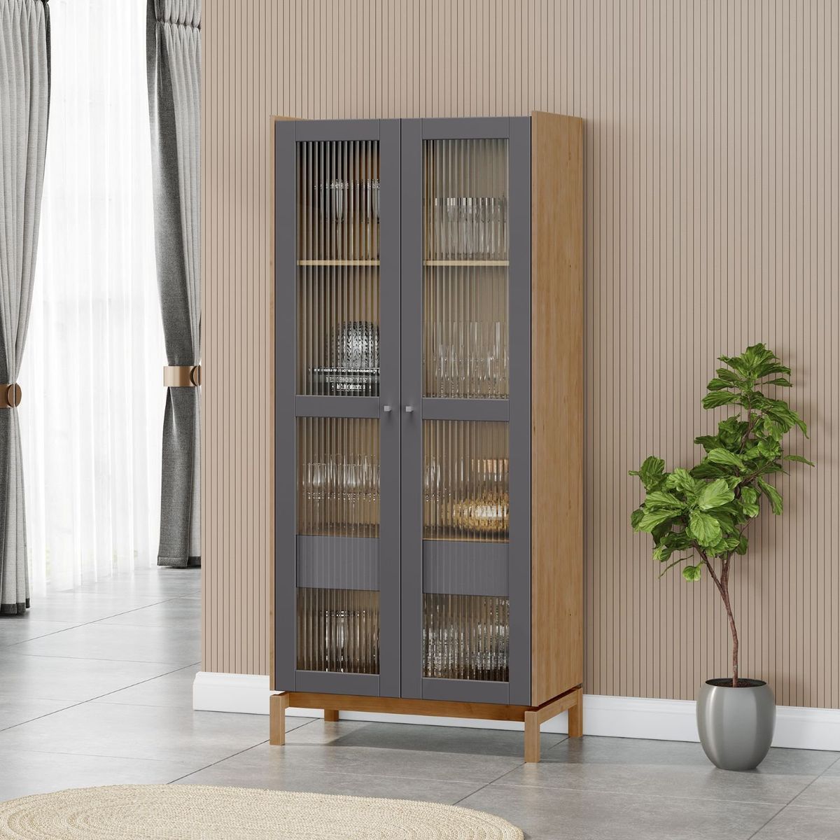 ROCA - Vitrina Barcelona 2p + 1c grafito-roble