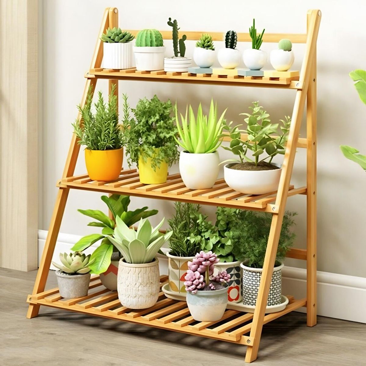 ACTUAL - Organizador de Plantas Maceteros 3 Niveles Bambú