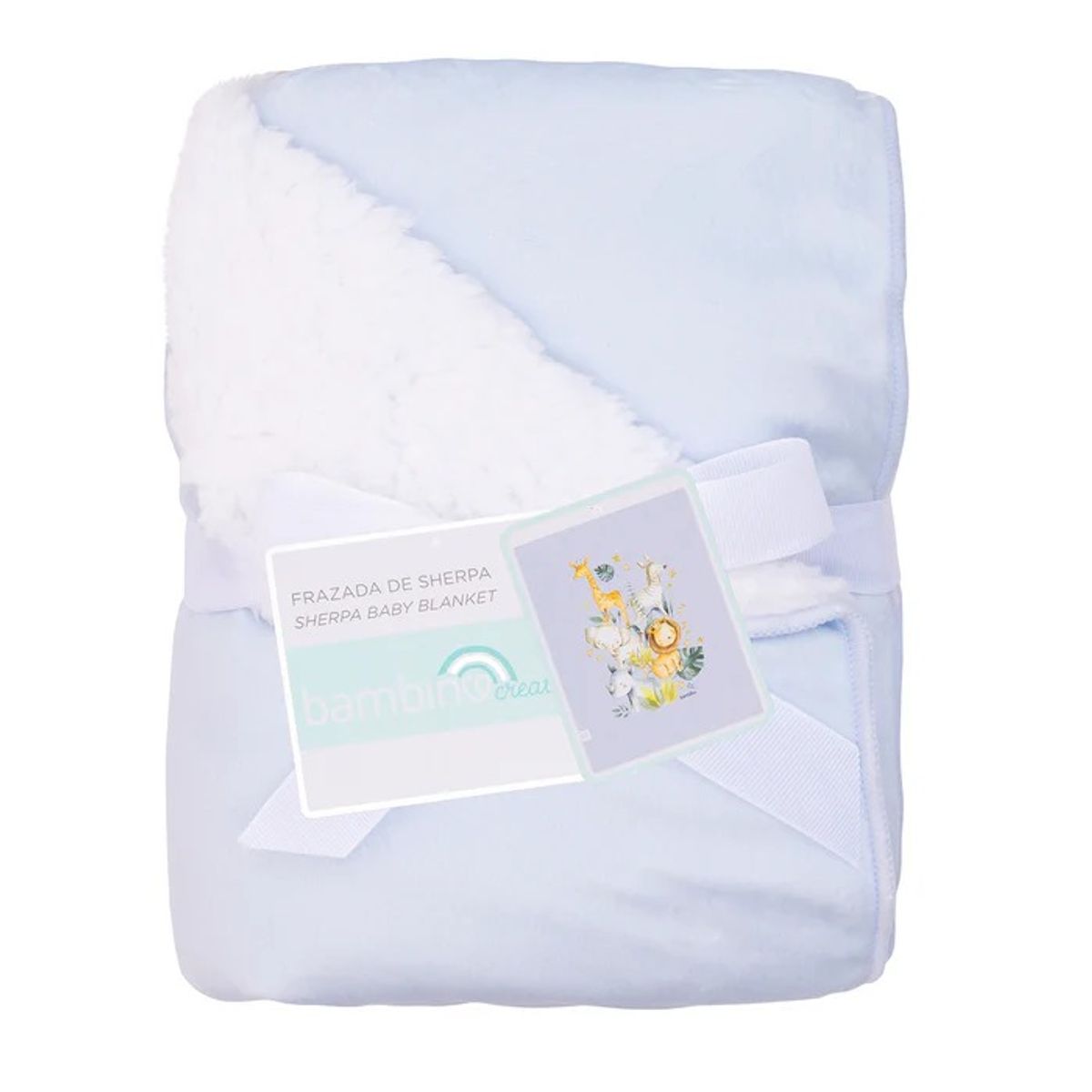 BAMBINO - Frazada de Sherpa Bambino Celeste Animales