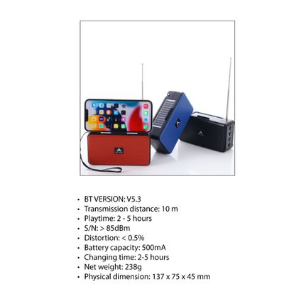 Imagen 2 del producto Parlante Bluetooth Luz Solar Portatil Usb Radio Linterna