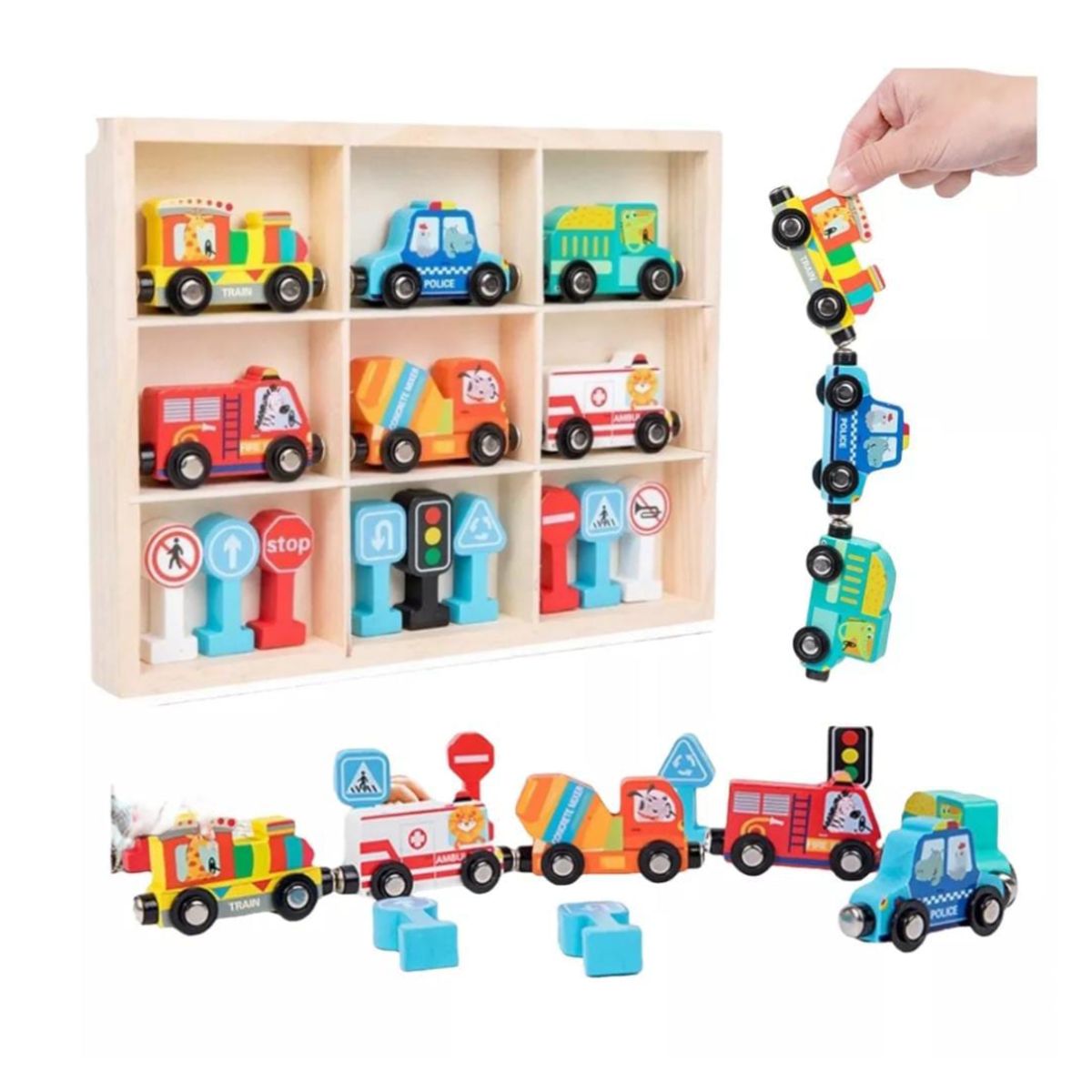 OEM - JUEGO TREN MAGNETICO Y SEÑALES DE TRANSITO MONTESSORI